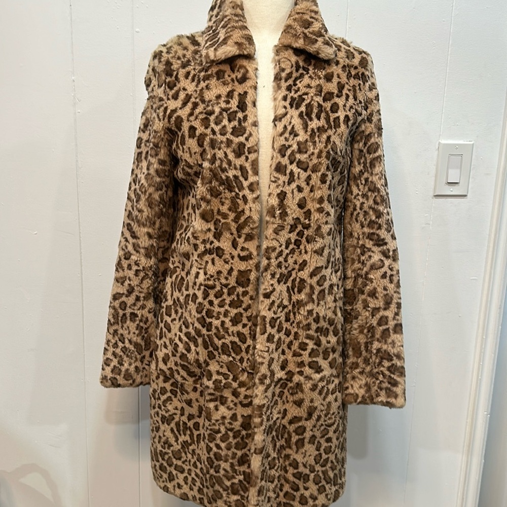 John Carlisle rabbit fur animal print coat size S